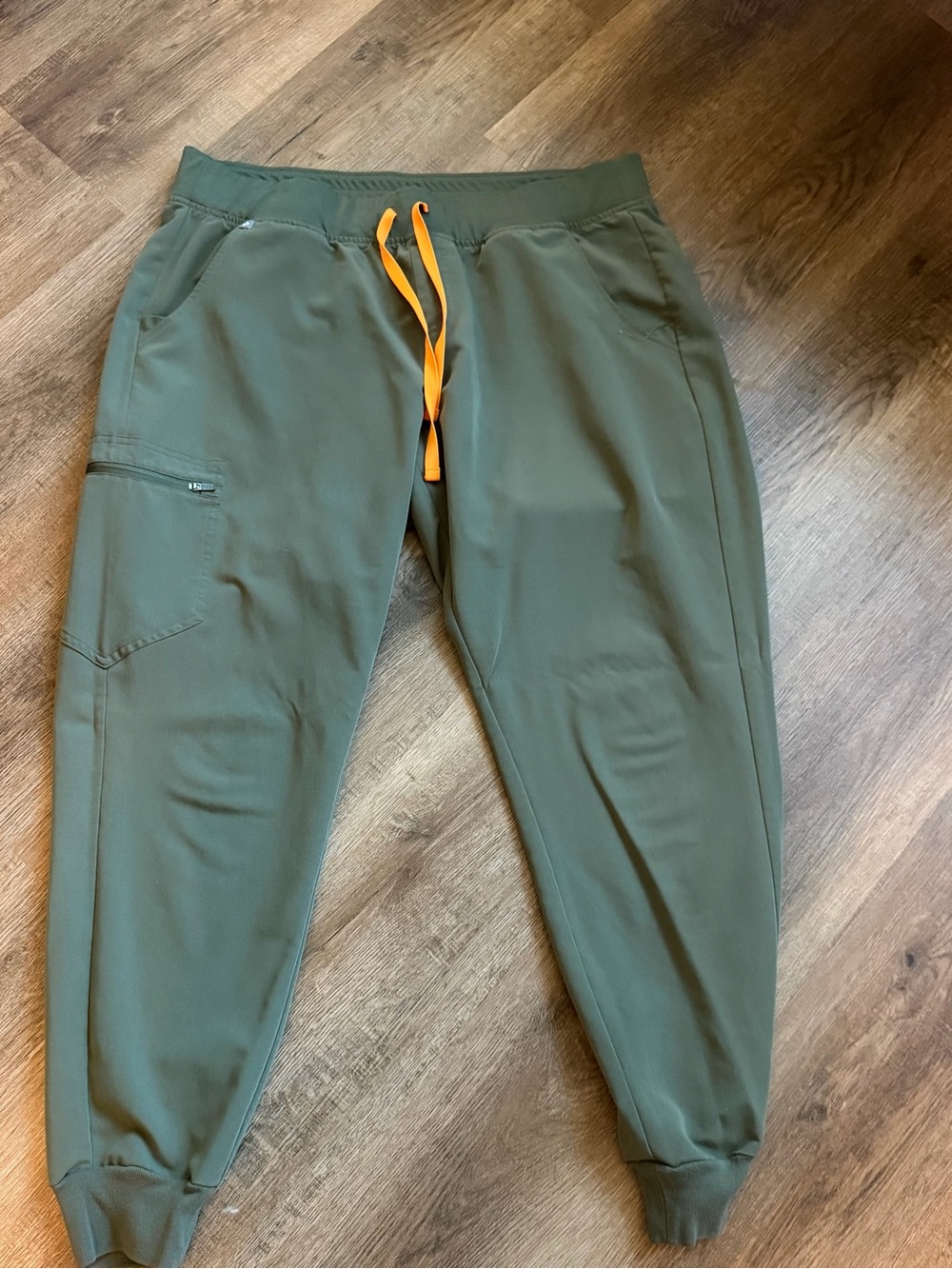 Figs Olive Joggers with Orange Drawstring